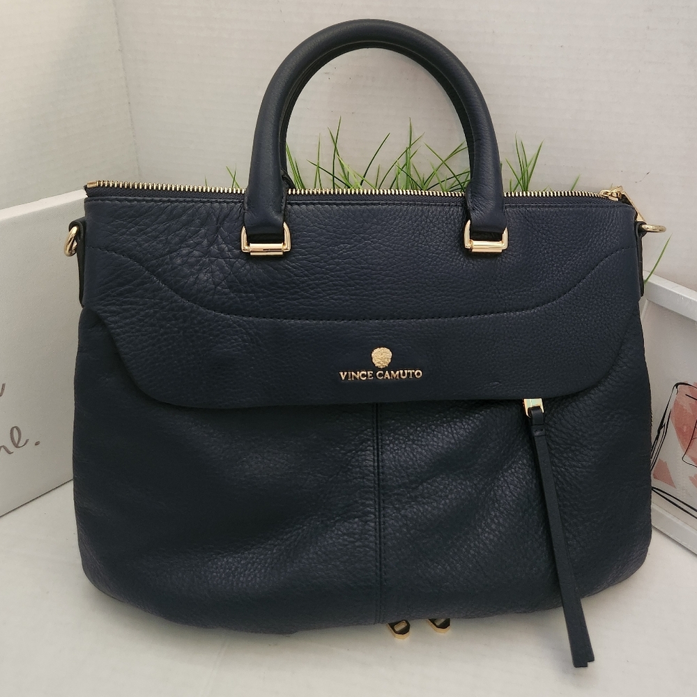 Vince Camuto Dean Satchel Medium Bag Dress Blue Navy Color ***NO CROSSBODY STRAP
